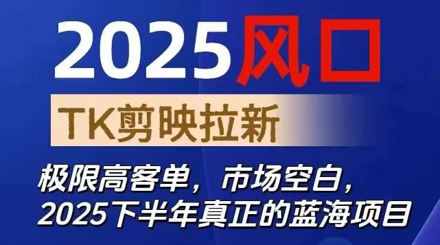 2025风口TK剪映capcut拉新项目,极限高客单,市场空白,2025下半年真正的蓝海项目-紫橙资源网