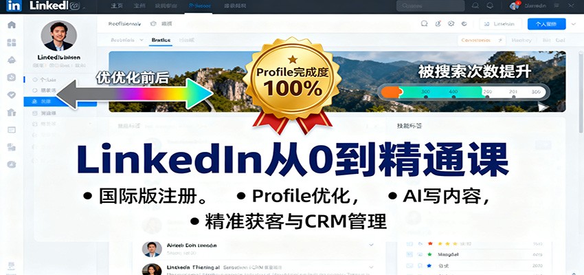 LinkedIn从0到精通课：国际版注册，Profile优化，AI写内容，精准获客与CRM管理-紫橙资源网