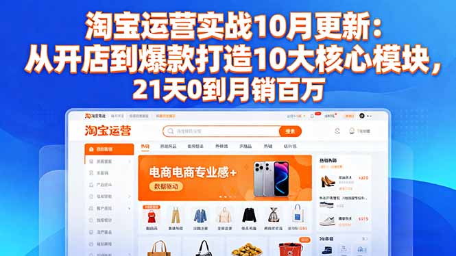淘宝运营实战10月更新：从开店到爆款打造10大核心模块，21天0到月销百万-紫橙资源网