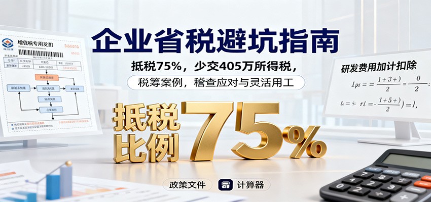 企业省税避坑指南：抵税75%，少交405万所得税，税筹案例，稽查应对与灵活用工-紫橙资源网