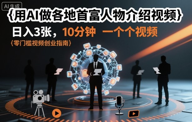 用AI做各地首富人物介绍视频,日入3张,10分钟一个视频-紫橙资源网