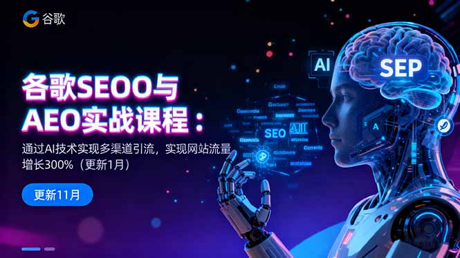 谷歌SEO与AEO实战课程：通过AI技术实现多渠道引流，实现网站流量增长300%-紫橙资源网
