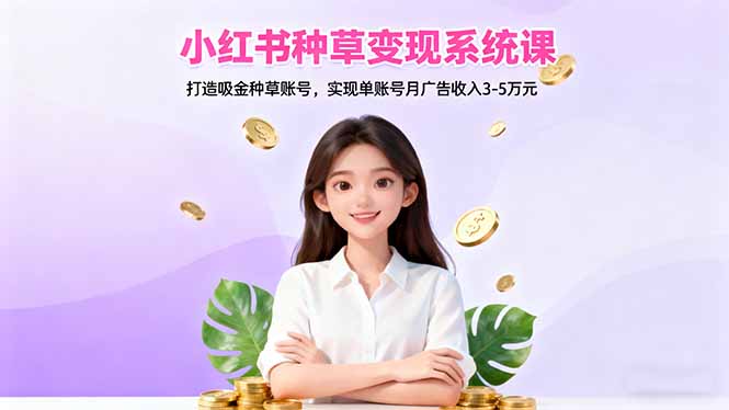 小红书种草变现系统课：打造吸金种草账号，实现单账号月广告收入3-5万元-紫橙资源网