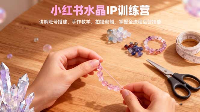 小红书水晶IP训练营，讲解账号搭建、手作教学、拍摄剪辑，全流程运营技能-紫橙资源网