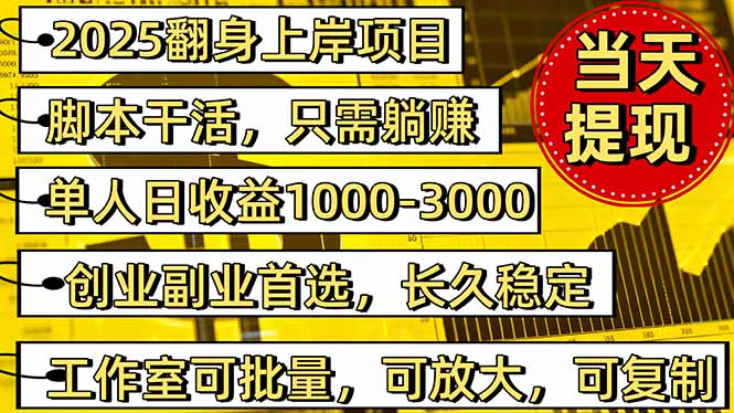 2025翻身上岸项目脚本干活，内部客户经理内部开号，单人日收益1000-300...-紫橙资源网