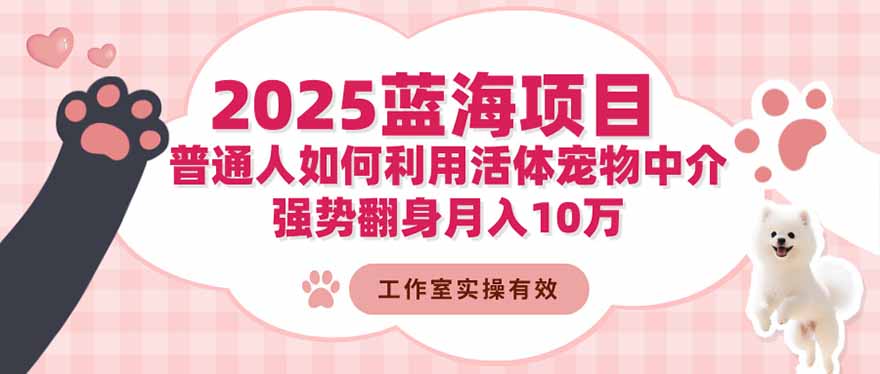 2025蓝海项目:普通人如何利用活体宠物中介,强势翻身月入10万-紫橙资源网