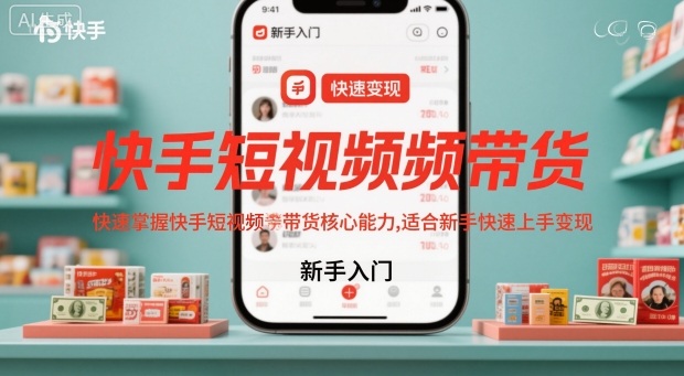 快手短视频带货,快速掌握快手短视频带货核心能力,适合新手快速上手变现-紫橙资源网