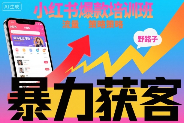 小红书爆款培训班，小红书获客野路子流量打法，暴力持续获客-紫橙资源网