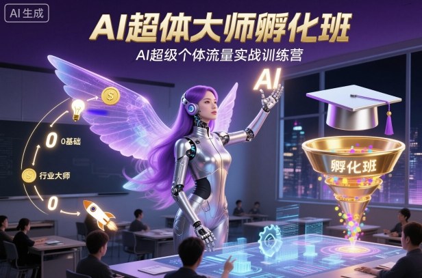 AI超体大师孵化班，AI超级个体流量实战训练营-紫橙资源网