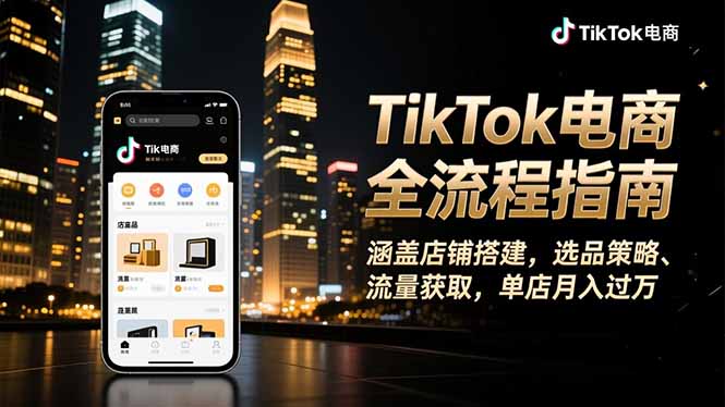 TikTok电商全流程指南，涵盖店铺搭建、选品策略、流量获取，单店月入过万-紫橙资源网