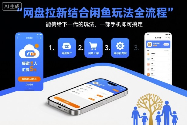 网盘拉新结合闲鱼玩法全流程,能传给下一代的玩法,一部手机即可搞定(附入口渠道以及实操教程)-紫橙资源网