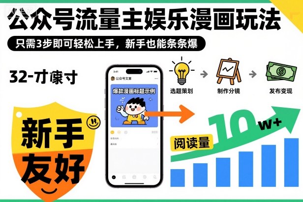 公众号流量主娱乐漫画玩法,只需3步即可轻松上手,新手也能条条爆-紫橙资源网