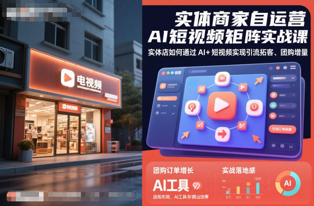 实体商家自运营AI短视频矩阵实战课，实体店如何通过AI+短视频实现引流拓客、团购增量-紫橙资源网