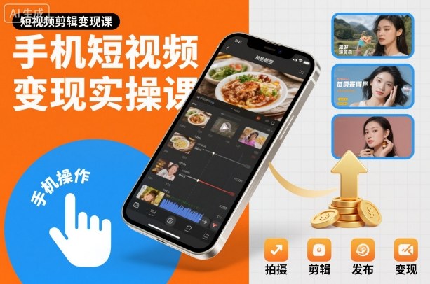 手机短视频变现实操课,短视频剪辑变现课-紫橙资源网