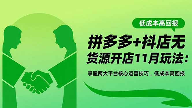拼多多+抖店无货源开店11月玩法:掌握两大平台核心运营技巧,低成本高回报-紫橙资源网