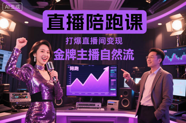直播陪跑课,金牌主播自然流打爆直播间,复制高变现玩法-紫橙资源网