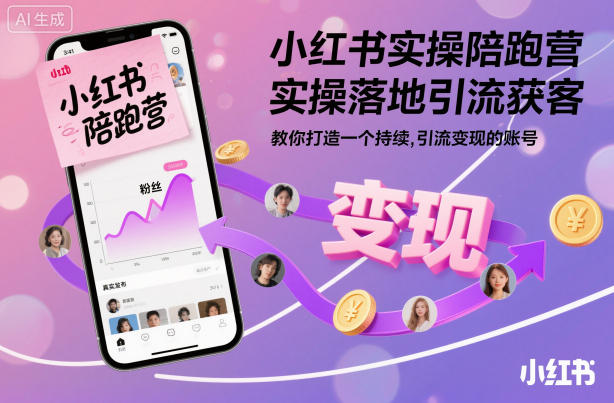 小红书实操陪跑营，实操落地引流获客，教你打造一个持续引流变现的账号-紫橙资源网