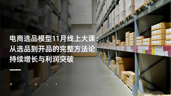 电商选品模型11月线上大课：从选品到开品的完整方法论 持续增长与利润突破-紫橙资源网