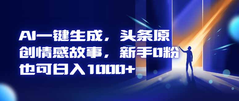 AI一键生成,头条原创情感故事,新手0粉也可日入1000+-紫橙资源网