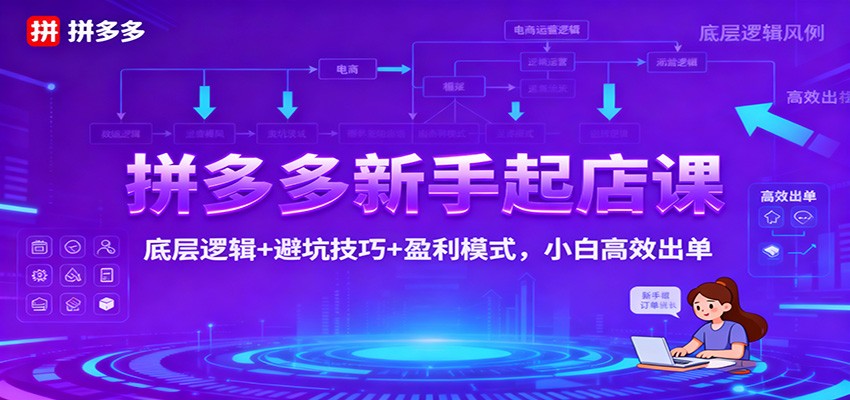 拼多多新手起店课:底层逻辑+避坑技巧+盈利模式,小白高效出单-紫橙资源网