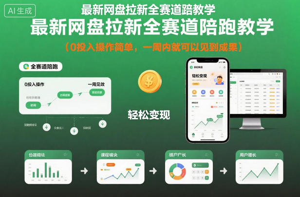 最新网盘拉新全赛道陪跑教学，0投入操作简单，一周内就可以见到成果-紫橙资源网
