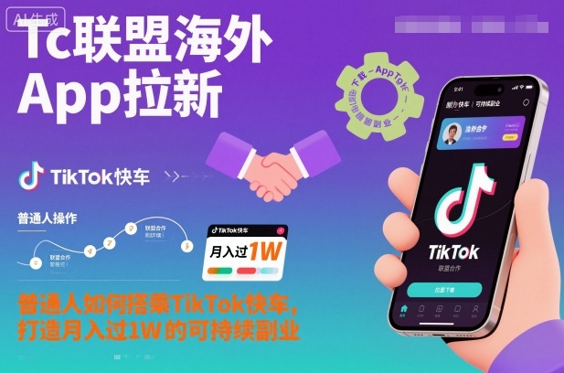 Tc联盟海外App拉新：普通人如何搭乘TikTok快车，打造月入过1W的可持续副业-紫橙资源网