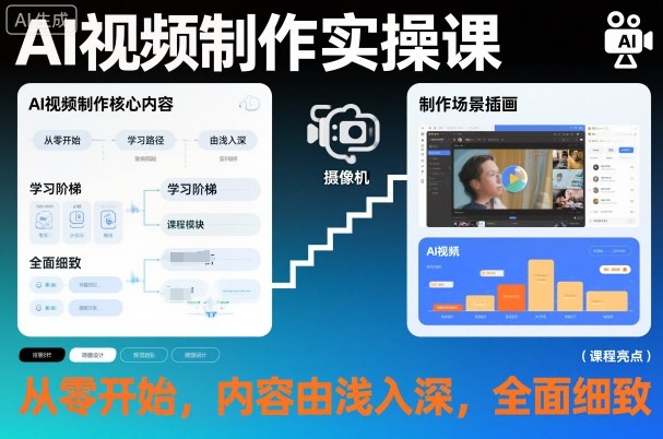 AI视频制作实操课，从零开始，内容由浅入深，全面细致-紫橙资源网