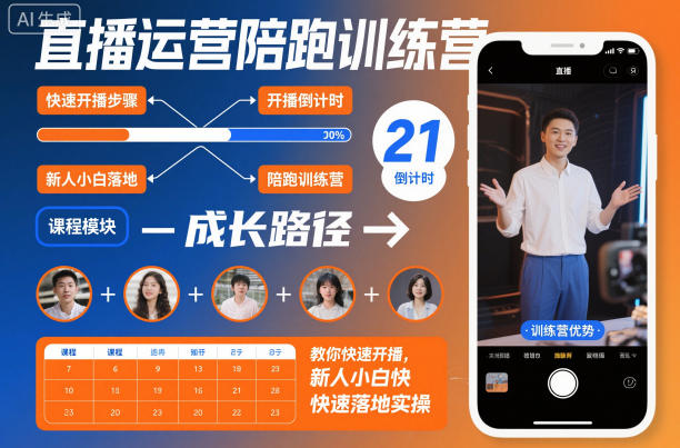 直播运营陪跑训练营，教你快速开播，新人小白快速落地实操-紫橙资源网