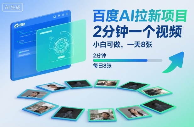 百度AI拉新项目，2分钟一个视频，小白可做，一天8张【附案例+保姆级教程】-紫橙资源网