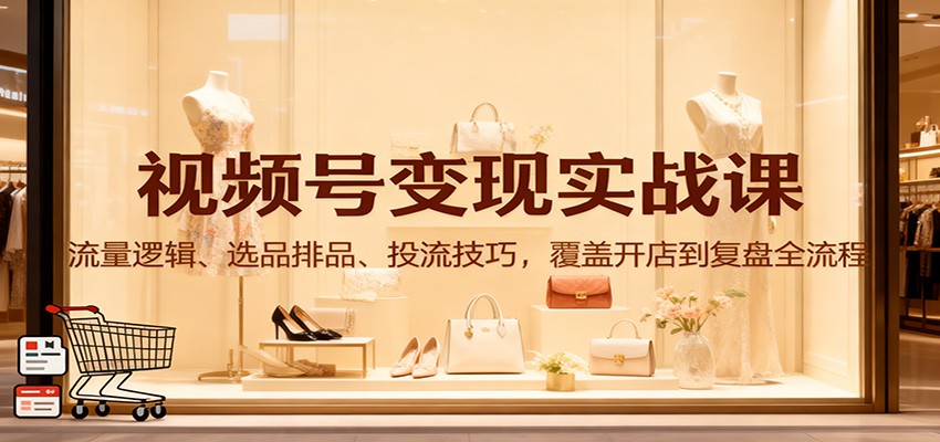 视频号变现实战课:流量逻辑、选品排品、投流技巧,覆盖开店到复盘全流程-紫橙资源网