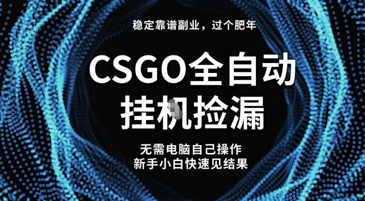 【稳定副业】全球最热门游戏CSGO全自动捡漏，最新玩法，新手小白日入5张+-紫橙资源网