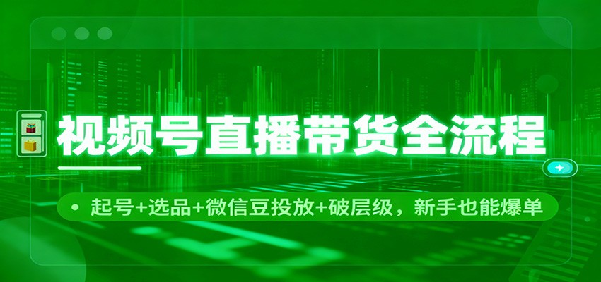 视频号直播带货全流程:起号+选品+微信豆投放+破层级,新手也能爆单-紫橙资源网