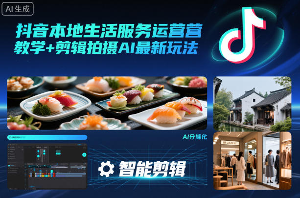 抖音本地生活服务运营教学+剪辑拍摄AI最新玩法-紫橙资源网