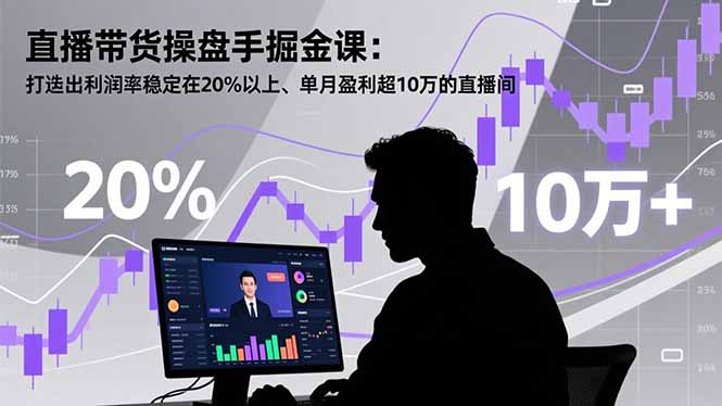 直播带货操盘手掘金课：打造出利润率稳定在20%以上、单月盈利超10万的直播间-紫橙资源网