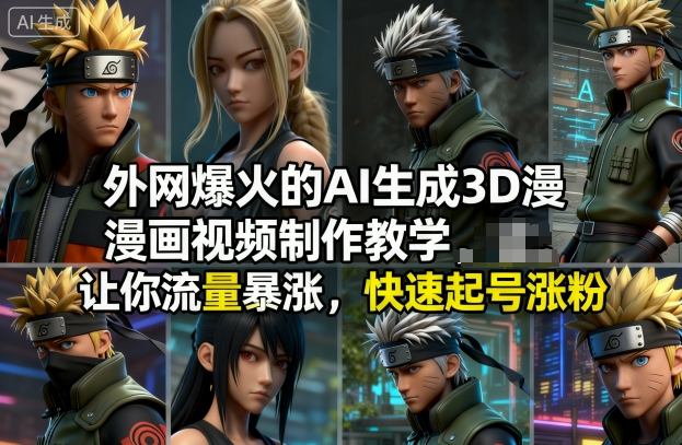 外网爆火的AI生成3D漫画视频制作教学，让你流量暴涨，快速起号涨粉！-紫橙资源网
