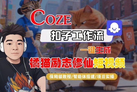 Coze扣子智能体工作流一键生成“橘猫励志修仙“短视频,全流程保姆级教学-紫橙资源网