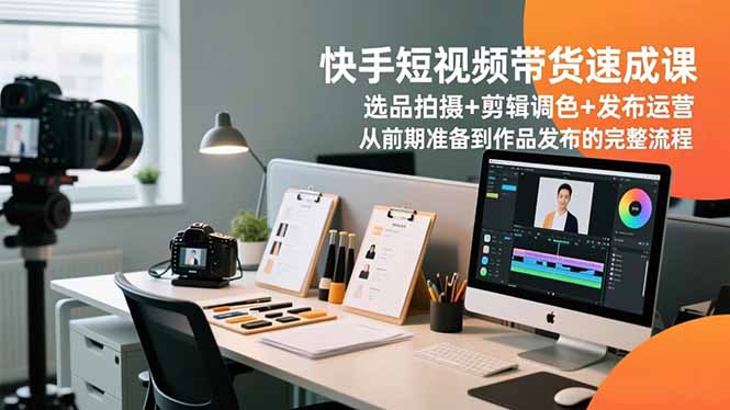 快手短视频带货速成课,选品拍摄+剪辑调色+发布运营,从前期准备到作品发布的完整流程-紫橙资源网