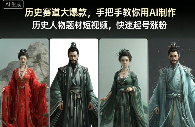 历史赛道大爆款，手把手教你用AI制作历史人物题材短视频，快速起号涨粉-紫橙资源网