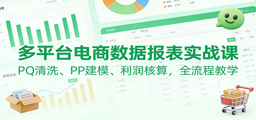 多平台电商数据报表实战课：PQ清洗、PP建模、 利润核算，全流程教学-紫橙资源网