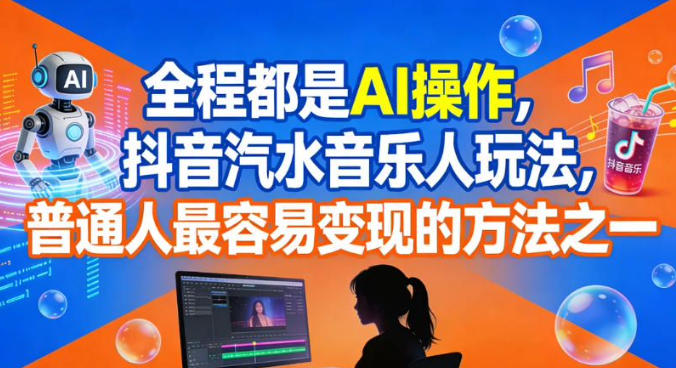 全程都是AI操作，抖音汽水音乐人玩法，普通人最容易变现的方法之一-紫橙资源网