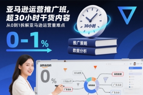 亚马逊运营推广班,超30小时干货内容,从0到1拆解亚马逊运营重难点-紫橙资源网