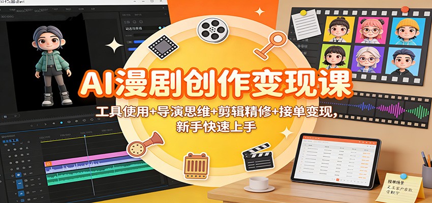 AI漫剧创作变现课:工具使用+导演思维+剪辑精修+接单变现,新手快速上手-紫橙资源网