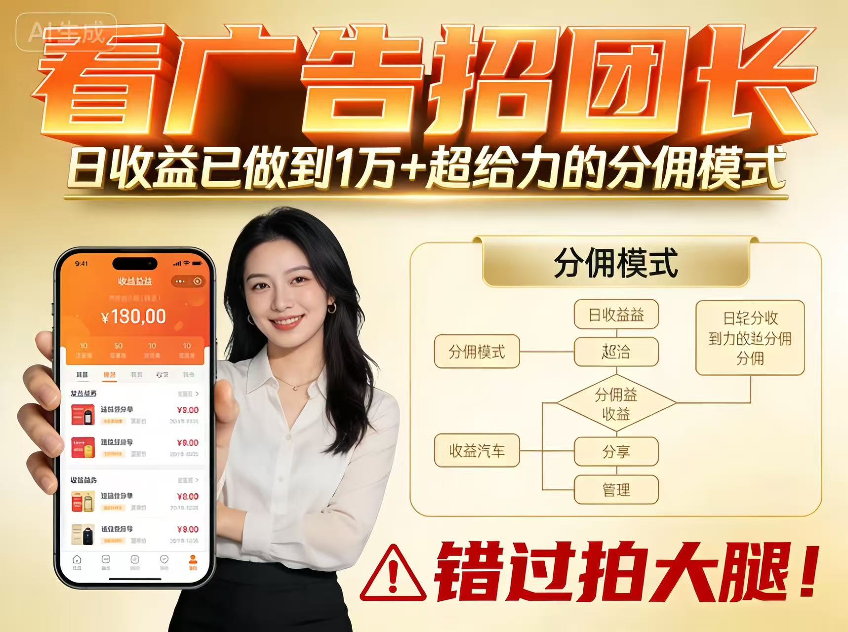 看广告招团长，团队收益已做到日入1万，分佣模式超给力，错过拍大腿-紫橙资源网