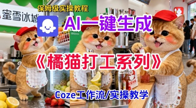 Coze扣子工作流一键生成胖橘猫打工短视频,保姆级实操搭建教学-紫橙资源网