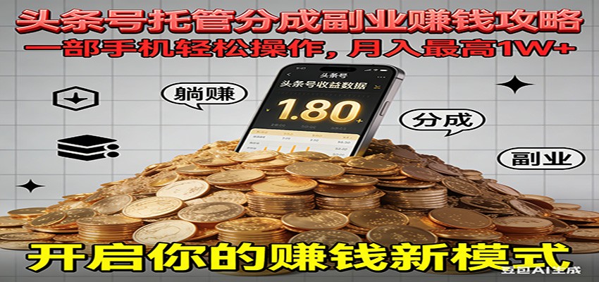 全程托管今日头条,一部手机就可以开干,最高躺赚1W+-紫橙资源网