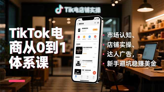 TikTok电商从0到1体系课，市场认知、店铺实操、达人广告，新手避坑稳赚美金-紫橙资源网