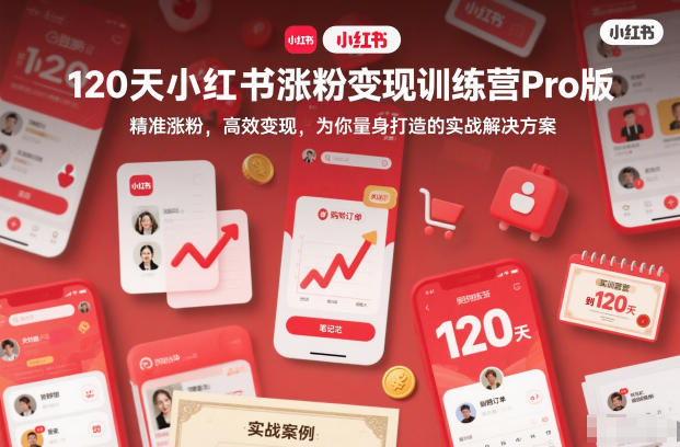 120天小红书涨粉变现训练营Pro版,精准涨粉,高效变现,为你量身打造的实战解决方案-紫橙资源网