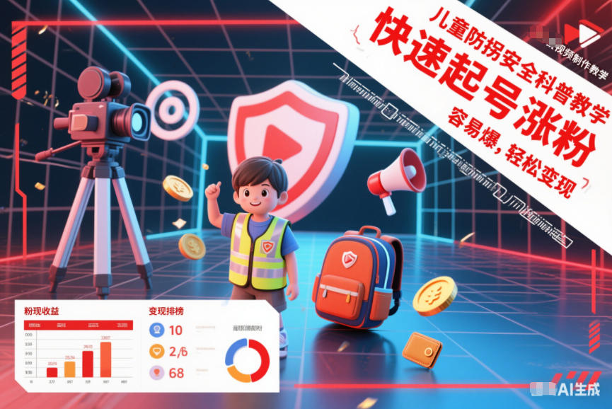 儿童防拐安全科普知识视频制作教学，快速起号涨粉，容易爆，轻松变现-紫橙资源网