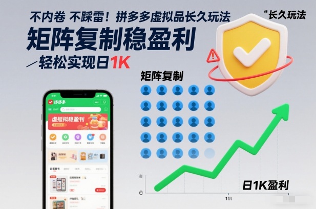 不内卷不踩雷!拼多多虚拟品长久玩法,矩阵复制稳盈利,轻松实现日1K-紫橙资源网