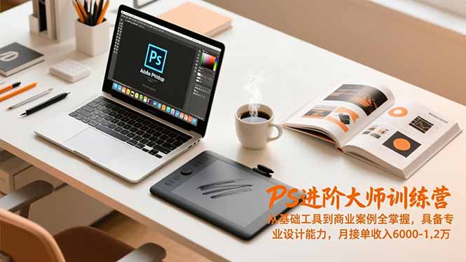 PS进阶大师训练营，从基础工具到商业案例全掌握，具备专业设计能力，月接单收入6000-1.2万-紫橙资源网